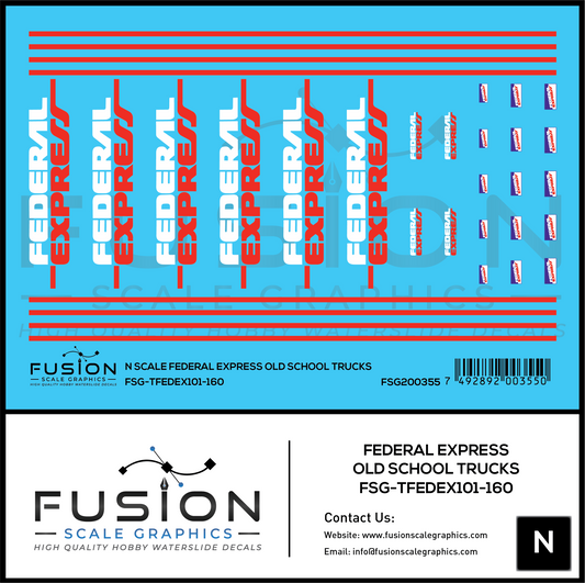N Scale Federal Express Purple and White Old Trailers and Truck Decal Set