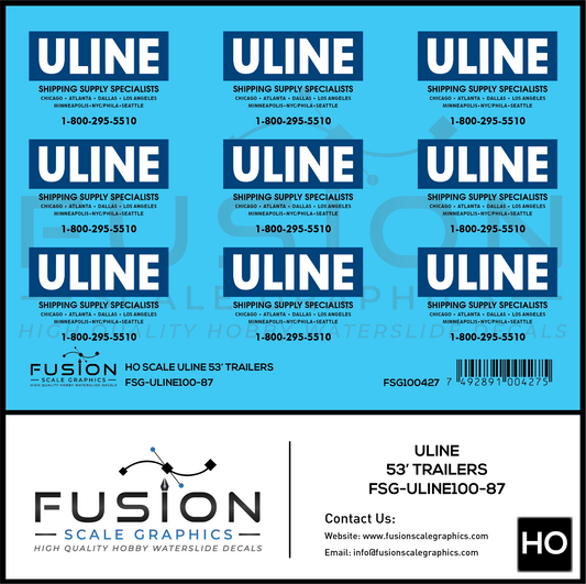 HO Scale ULINE 53' Trailers Decal Set