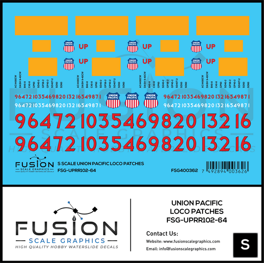 S Scale Union Pacific Locomotive Patching Decal Set