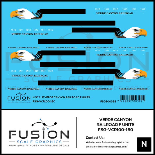N Scale Verde Canyon Railroad F Unit Locomotives Decal Set