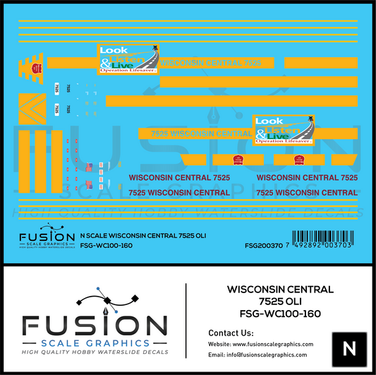 N Scale Wisconsin Central 7525 OLS SD45MQ-3 Locomotive Decal Set