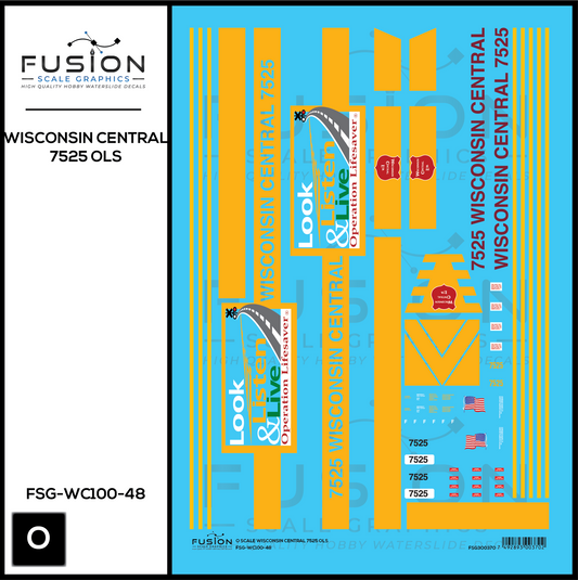 O Scale Wisconsin Central 7525 OLS SD45MQ-3 Locomotive Decal Set