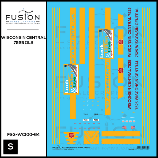 S Scale Wisconsin Central 7525 OLS SD45MQ-3 Locomotive Decal Set