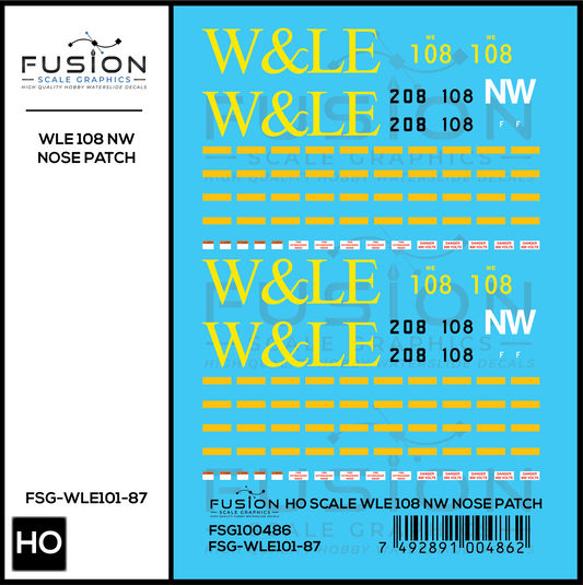 HO Scale Wheeling And Lake Erie Railway EMD GP35 108 NW Nose Patch Decal Set