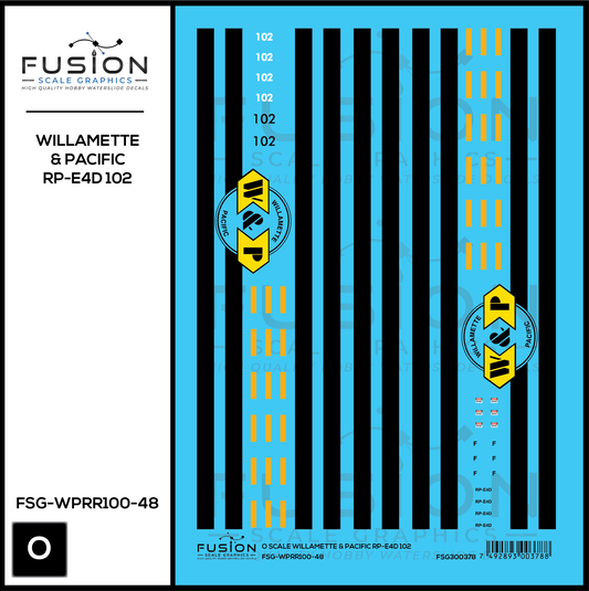 O Scale Willamette & Pacific Railroad 102 RP-E4D Locomotive Decal Set