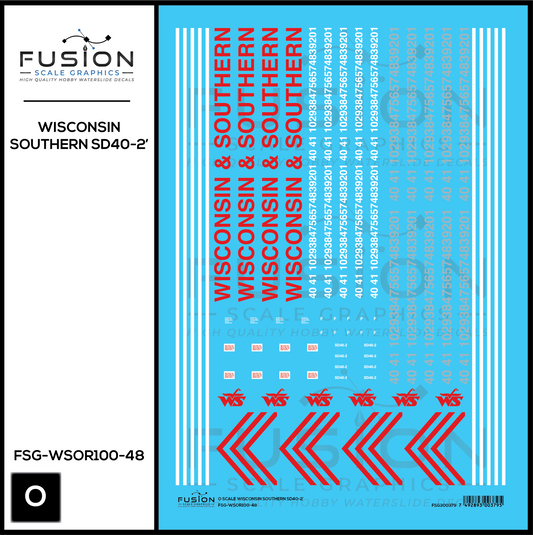 O Scale Wisconsin Southern SD40-2 Locomotives Decal Set