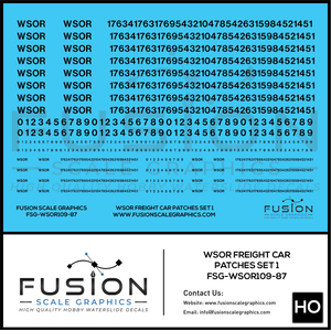 HO Scale Wisconsin & Southern WSOR Black Freight Car Patching Decal Set V1