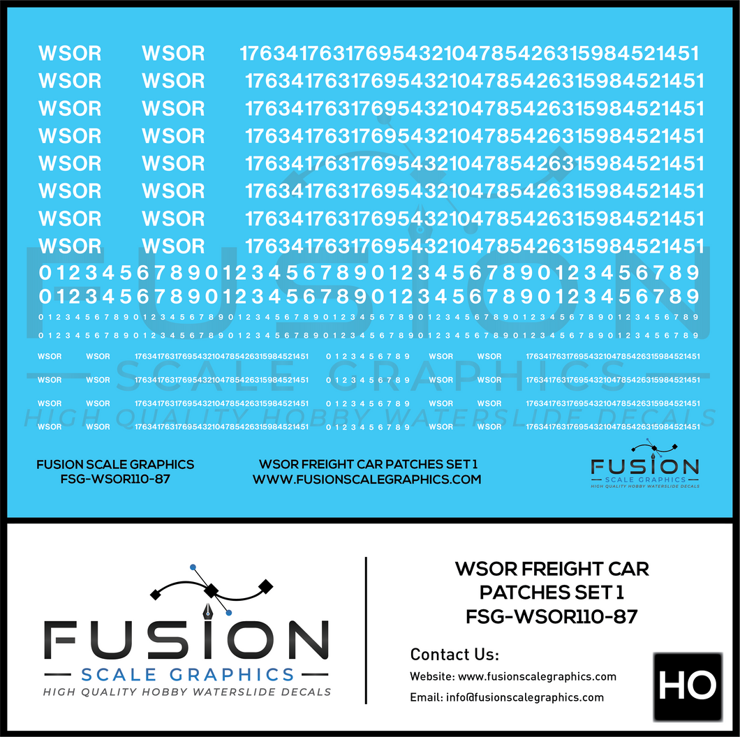 HO Scale Wisconsin & Southern WSOR White Freight Car Patching Decal Set V1