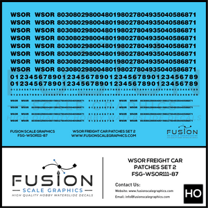 HO Scale Wisconsin & Southern WSOR Black Freight Car Patching Decal Set V2