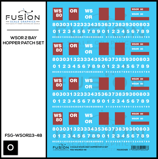 O Scale Wisconsin & Southern 2 Bay Hopper Patching Decal Set