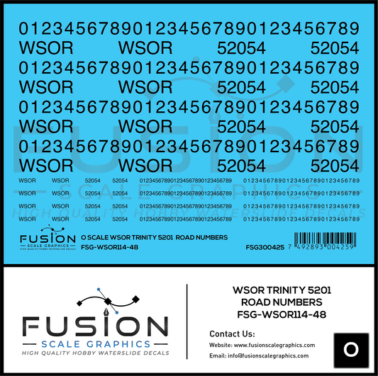 O Scale Wisconsin Southern Trinity 5201 Road Numbers Decal Set