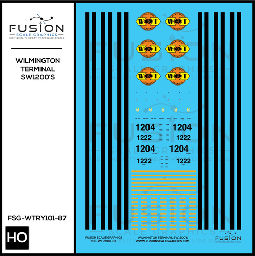 HO Scale Wilmington Terminal Railroad SW1200 Decal Set