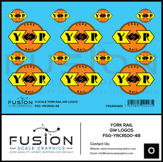 O Scale York Rail GW Logos Decal Set