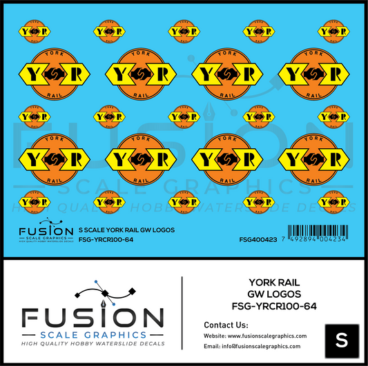 S Scale York Rail GW Logos Decal Set