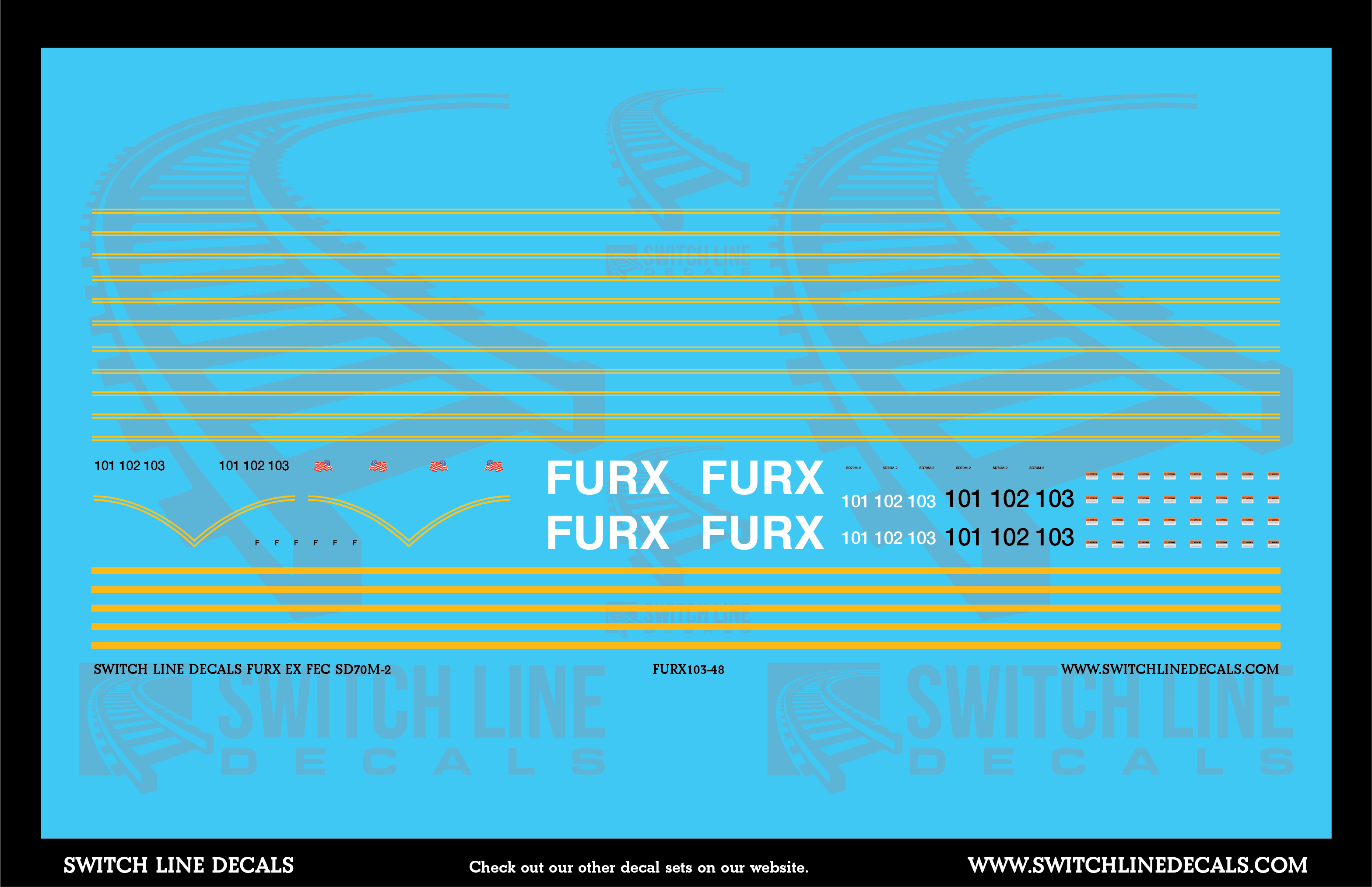 O Scale FURX Ex FEC SD70M-2 Locomotive Decal Set – Mountain West Model ...
