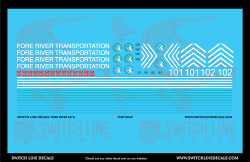 HO Scale Fore River Transportation 101 102 Locomotive Decal Set