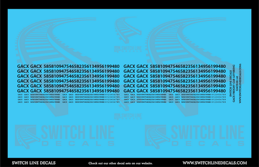 N Scale GACX Freight Car Lettering Decal Set