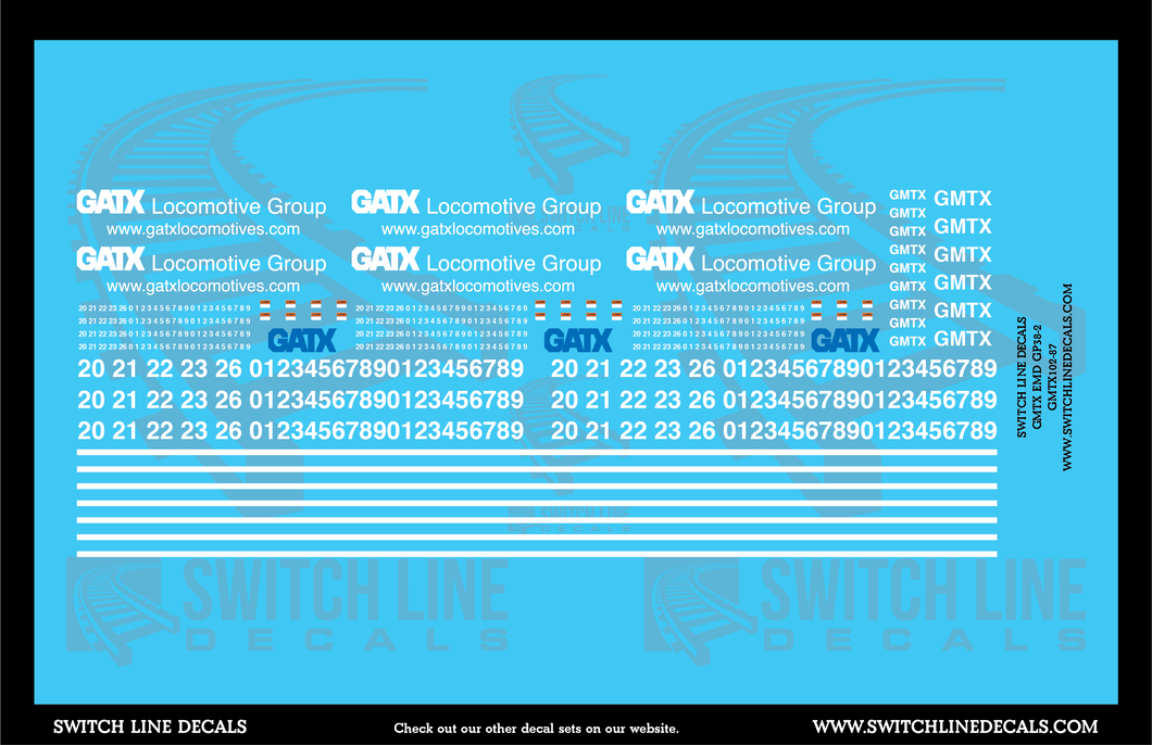 HO Scale GMTX EMD GP38-2 Locomotive Decal Set