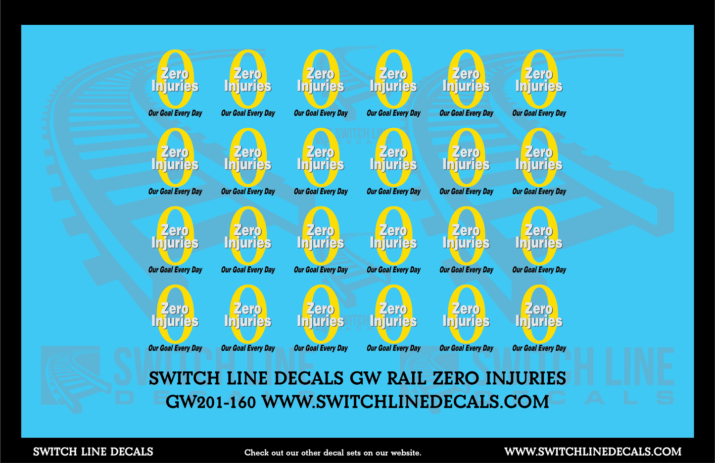N Scale GW Rail Zero Injuries Logos Decal Set
