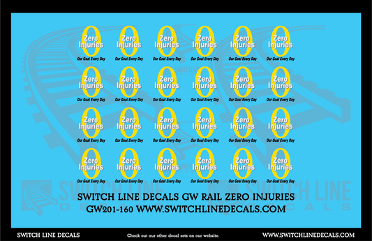 N Scale GW Rail Zero Injuries Logos Decal Set