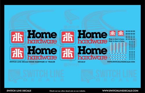 HO Scale Home Hardware 53' Truck Trailers Decal Set