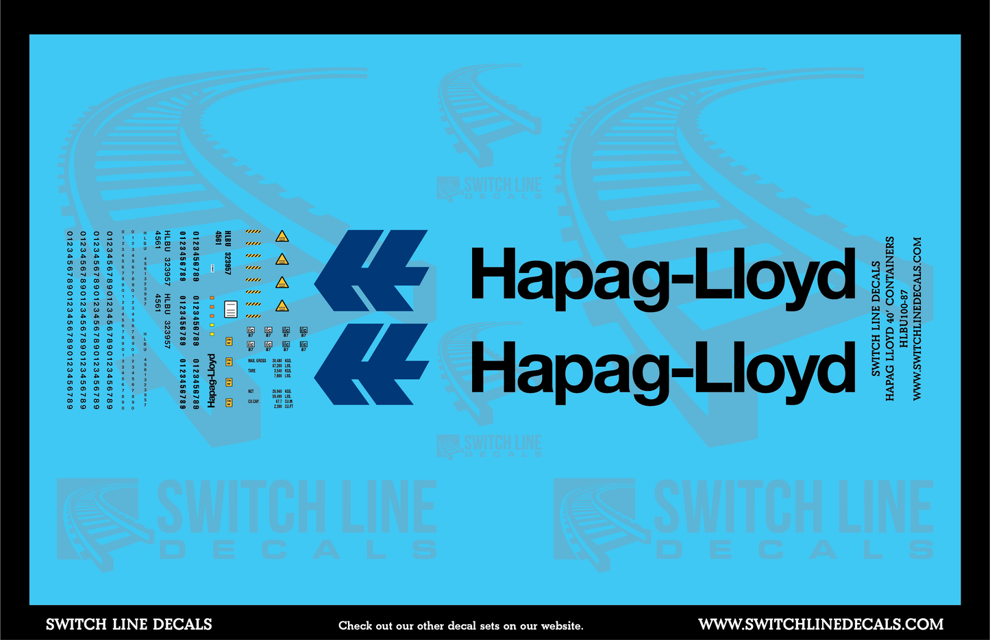 HO Scale Hapag Lloyd 40' Containers Decal Set