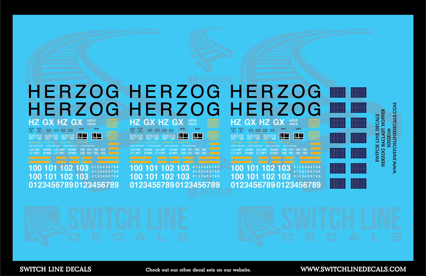 HO Scale Herzog Ballast Hoppers Decal Set