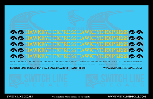 N Scale Iowa Northern Passenger Cars V1 Decal Set