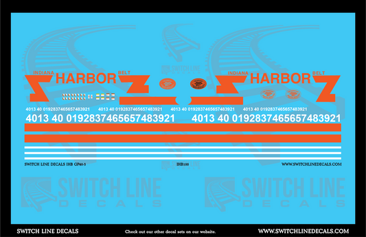 N Scale Indiana Harbor Belt Railroad GP40-3 Locomotive Decal Set