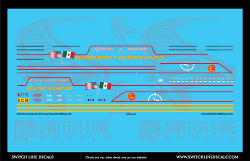HO Scale Kansas City Southern Saluting KCS Heroes SD70ACE Locomotive Decal Set
