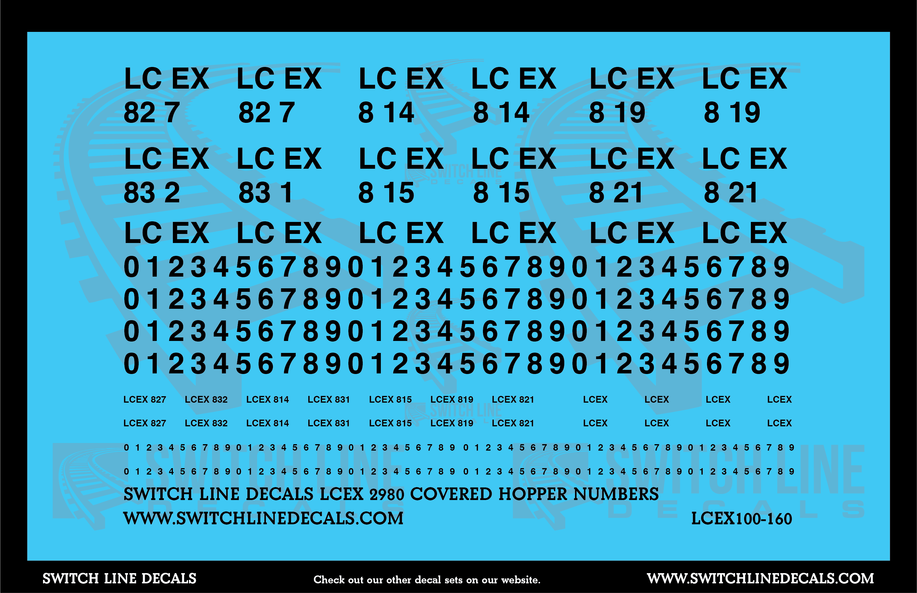 N Scale LCEX 2980 Covered Hopper Numbers Decal Set – Mountain West ...