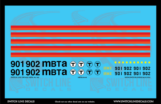 O Scale MBTA 901 & 902 GP9 Locomotive Decal Set