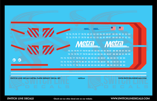 N Scale Metra F59PHI Repaint Locomotive Decal Set