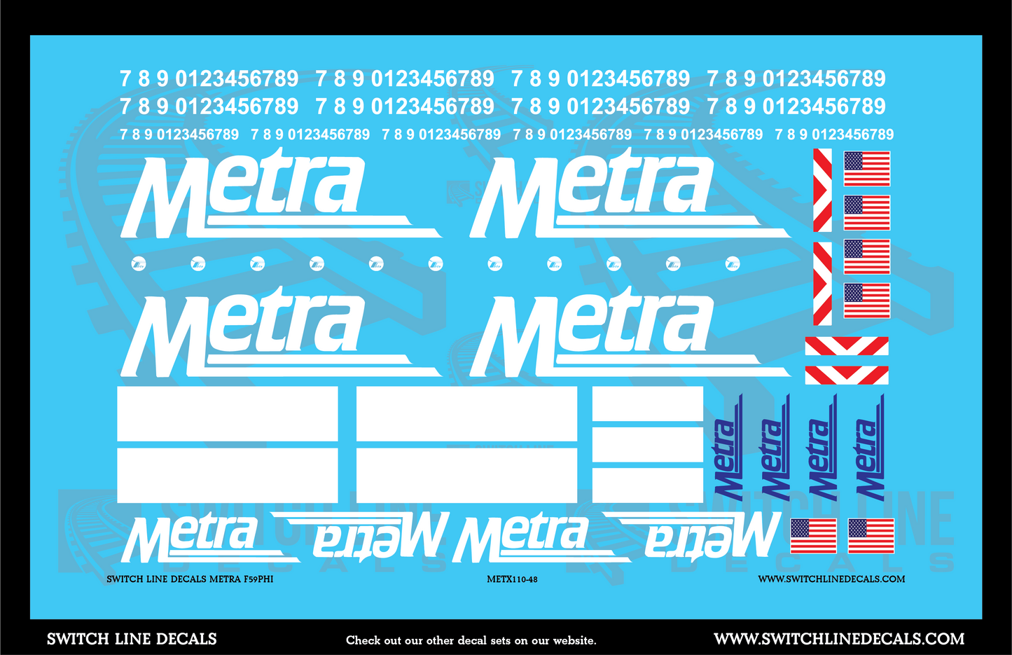 O Scale Metra F59PHI Locomotive Decal Set
