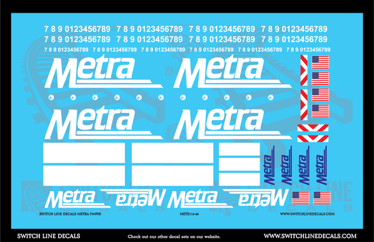 O Scale Metra F59PHI Locomotive Decal Set