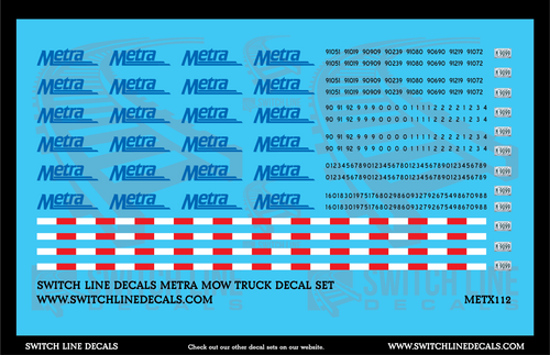 HO Scale Metra MOW Truck Decal Set