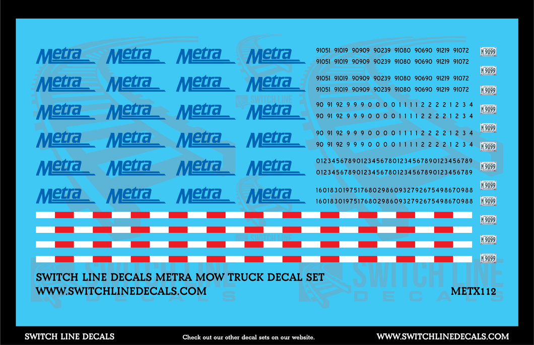 HO Scale Metra MOW Truck Decal Set