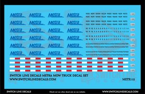 N Scale Metra MOW Truck Decal Set