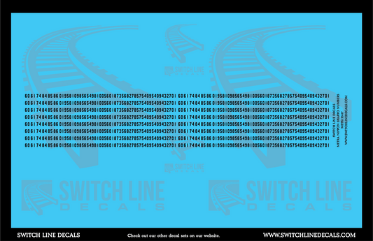 HO Scale Metra Nippon Sharyo Numbers Decal Set