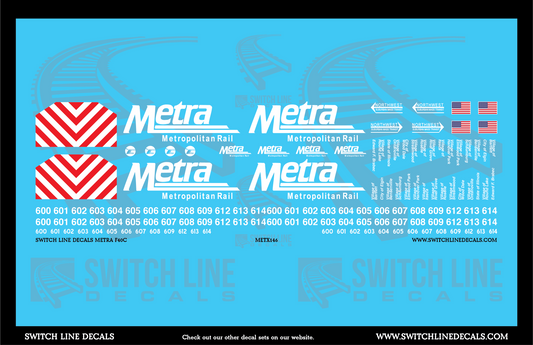 HO Scale Metra F40C Locomotive Decal Set
