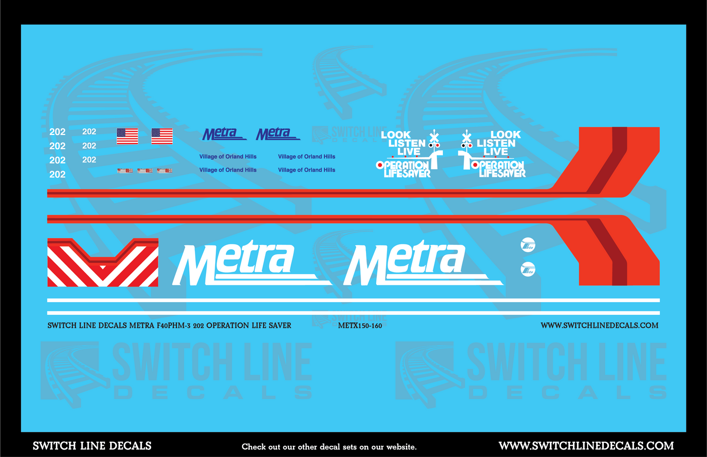 N Scale Metra F40PHM-3 202 Operation Life Saver Locomotive Decal Set