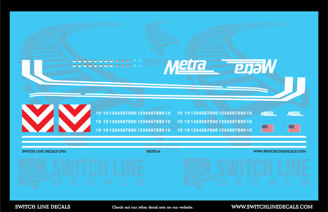 HO Scale Metra EMD GP Switching Locomotive Decal Set