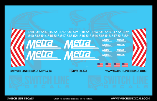 N Scale Metra E8 Locomotive Decal Set