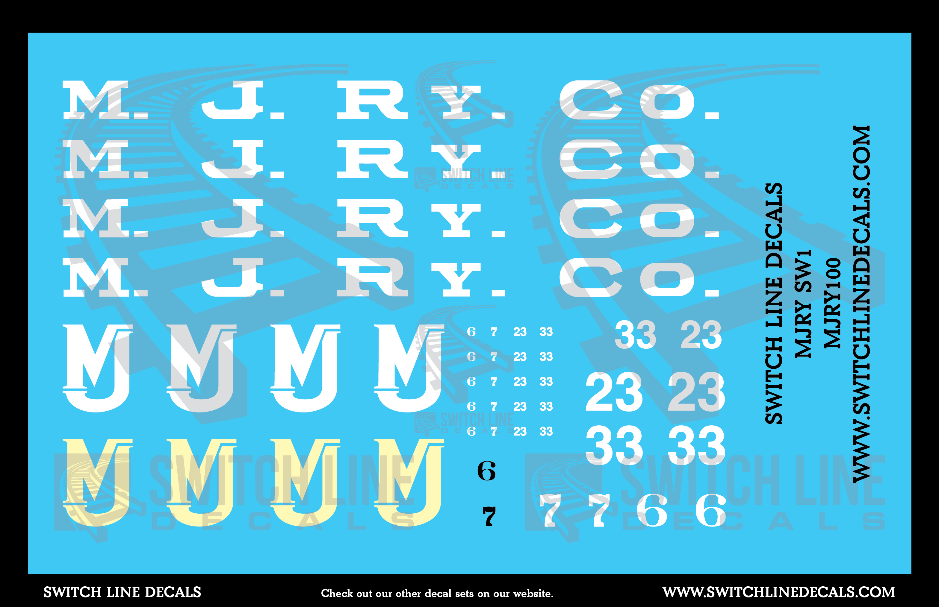 O Scale MJRY EMD SW Locomotives Decal Set – Mountain West Model Trains
