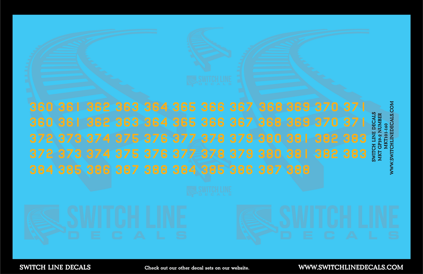 N Scale MKT GP39-2 Numbers Decal Set