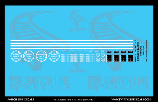 S Scale Missouri Pacific Extended Vision Caboose Decal Set