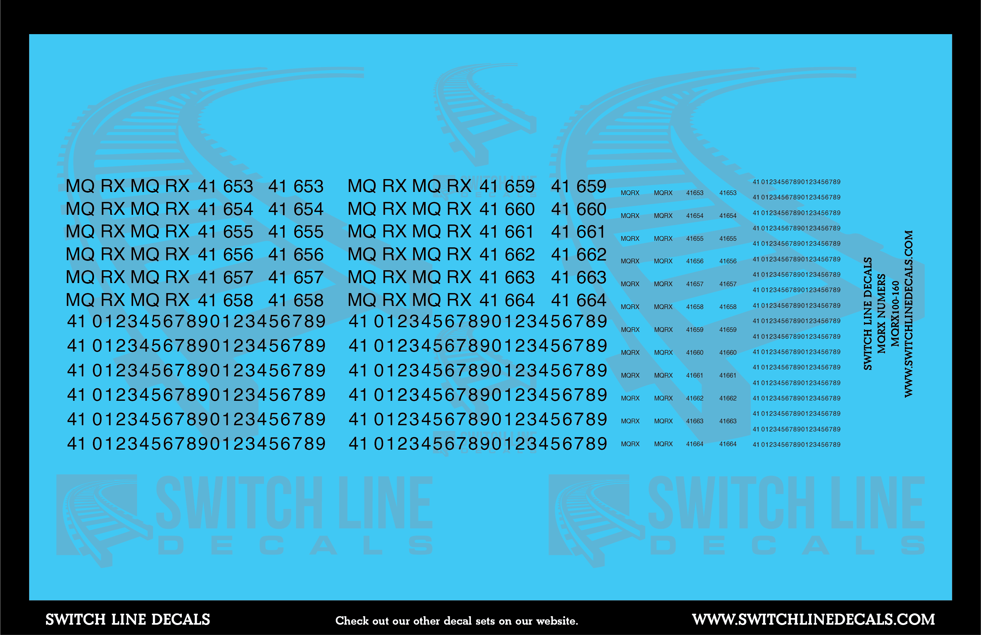 N Scale MQRX Numbers Decal Set – Mountain West Model Trains