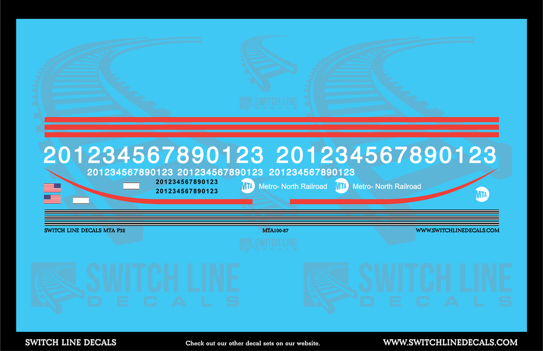 HO Scale MTA P32 Locomotive Decal Set