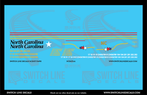 HO Scale NCDOT F59PH Locomotive Decal Set