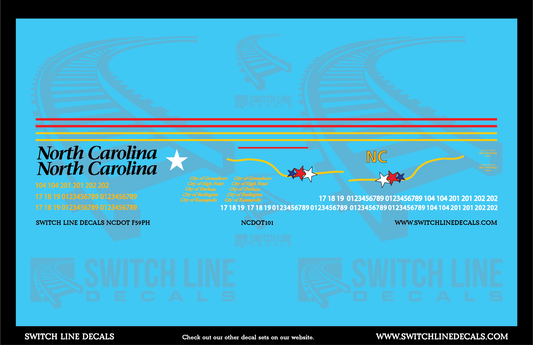 N Scale NCDOT F59PH Locomotive Decal Set